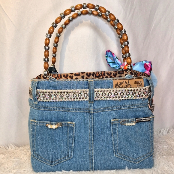 Stylish Denim and Leopard Print Women's Bag - Picture 8 of 9